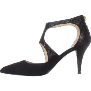 NWOT Marc Fisher Womens Kabriele Black Snake Print Leather & Suede Heel Shoes Si